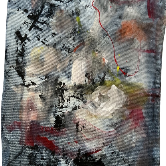 Hand Painted Vintage Jeans - Abstract Design - Picture 9 of 13